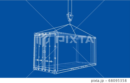 Cargo container. Wire-frame style 68095358