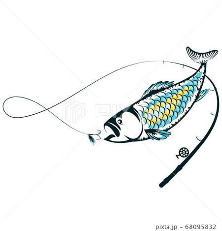 Fish and bait on a fishing rod 68095832