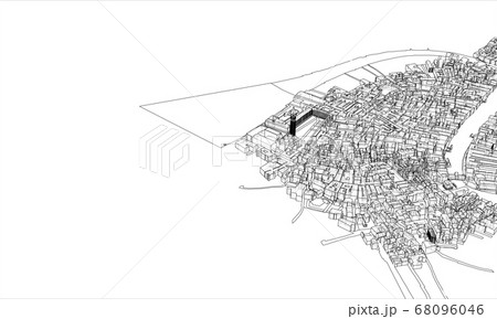 Outline city concept. Wire-frame style Outline city concept. Wire-frame style 68096046