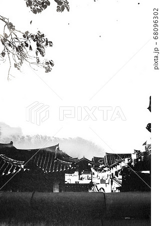 背景 モノクロ 宮殿のイラスト素材