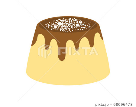 カラメルソースのかかったプリンのイラストのイラスト素材
