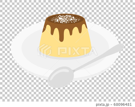 皿にのせたプリンのイラストのイラスト素材 68096481 Pixta