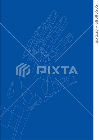 Outline human hand. Wire-frame style 68096505