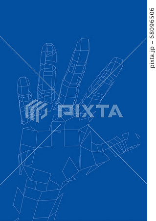Outline human hand. Wire-frame style Outline human hand. Wire-frame style 68096506