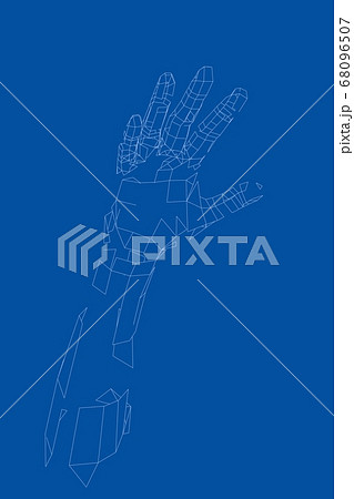 Outline human hand. Wire-frame style 68096507