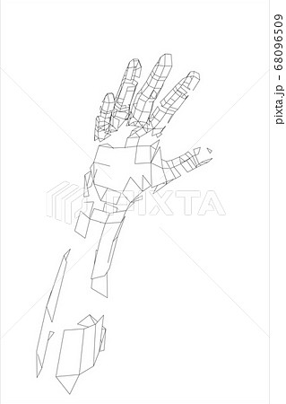Outline human hand. Wire-frame style 68096509