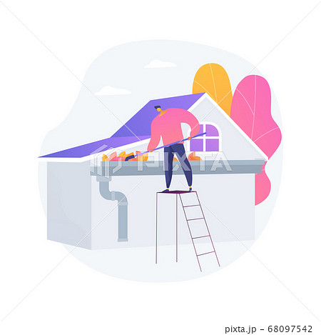 Gutter cleaning abstract concept vector illustration. 68097542