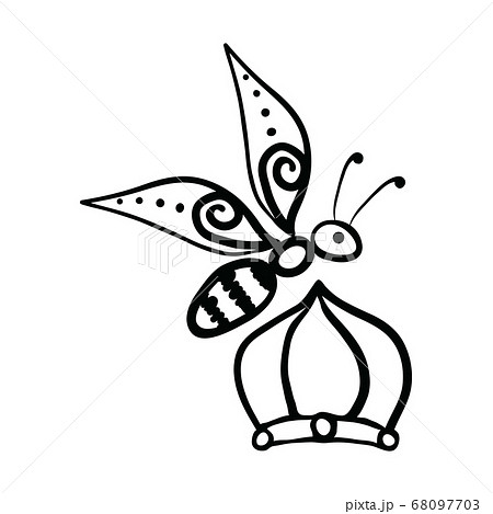 Vector Illustration Hand-drawn Silhouette Of A Bee. 68097703