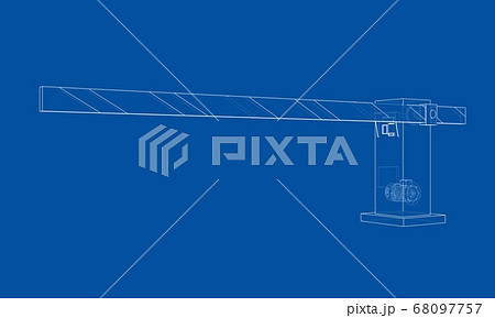 Outline Barrier gate. 3d illustration Outline Barrier gate. 3d illustration 68097757