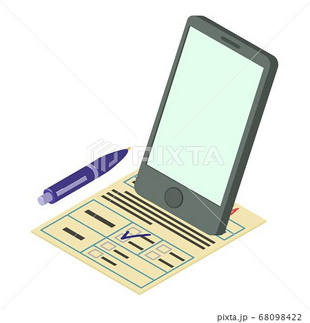 Electronic contract icon, isometric style 68098422