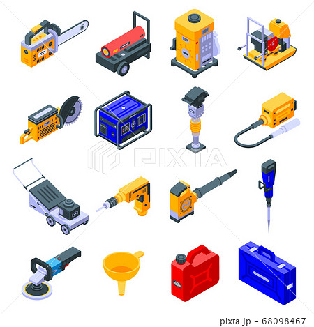 Gasoline tools icons set, isometric style Gasoline tools icons set, isometric style 68098467