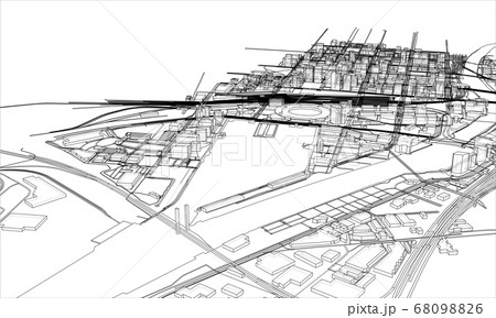 Outline city concept. Wire-frame style Outline city concept. Wire-frame style 68098826
