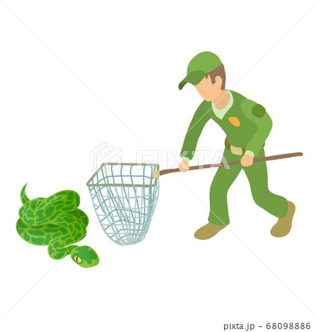 Catching snake icon, isometric style 68098886