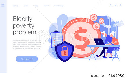 Elderly financial security concept landing page 68099304