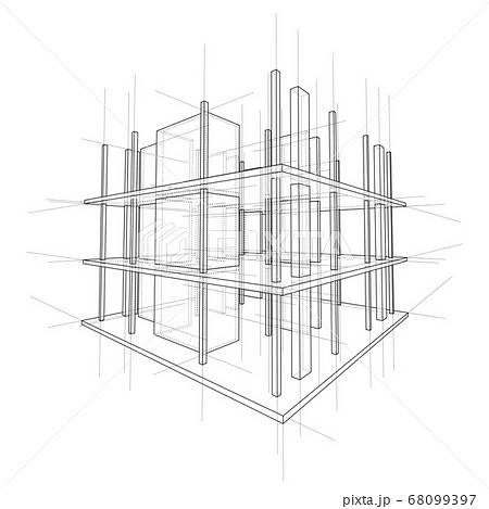 Drawing of a house under construction Drawing of a house under construction 68099397