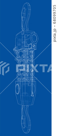 Pneumatic Wire Rope Winch concept outline. Vector Pneumatic Wire Rope Winch concept outline. Vector 68099705
