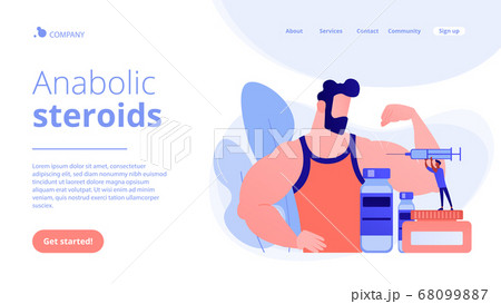 Anabolic steroids concept landing page. 68099887