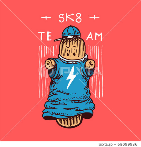 Skateboard character Label for typography. Vintage retro ride on the boards concept. Template for t 68099936