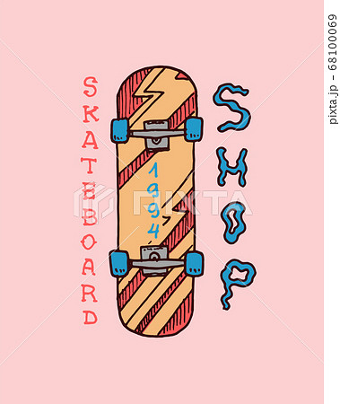 Skateboard Label For Typography Vintage Retro のイラスト素材