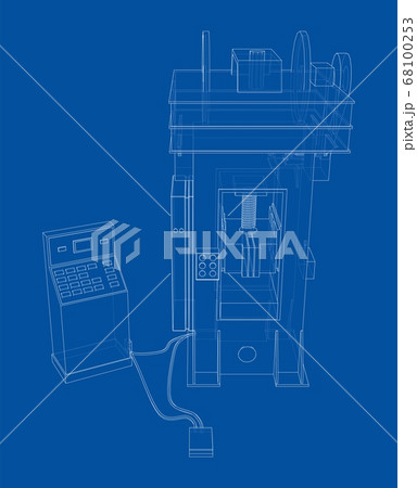 Friction screw press concept outline. Vector 68100253