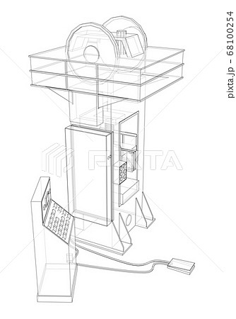 Friction screw press concept outline. Vector 68100254