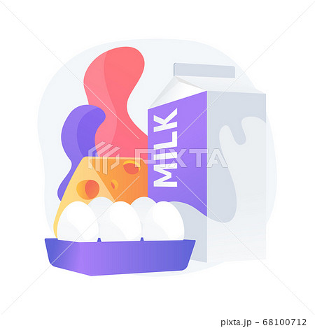 Dairy products abstract concept vector illustration. 68100712