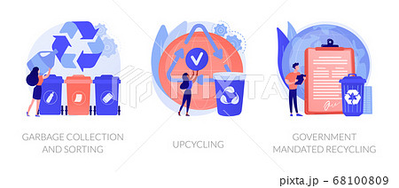 Waste collection and recycling problems abstract concept vector illustrations. Waste collection and recycling problems abstract concept vector illustrations. 68100809