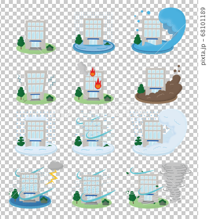 災害中的建築物矢量插圖集 68101189