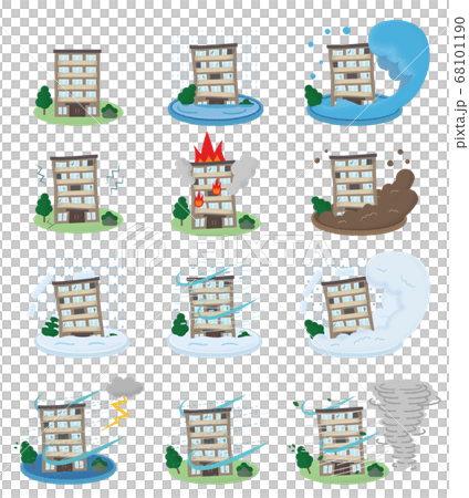 矢量圖集的公寓因災難而倒塌 68101190