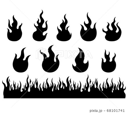 Fire Flames Silhouette Vector Set のイラスト素材