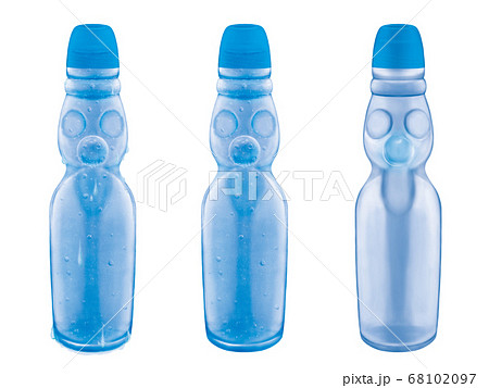 炭酸シュワシュワなラムネ2 水滴付き シンプル 空き瓶セット のイラスト素材