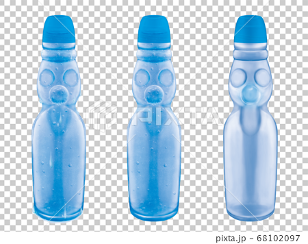 炭酸シュワシュワなラムネ2 水滴付き シンプル 空き瓶セット 印刷しても綺麗のイラスト素材