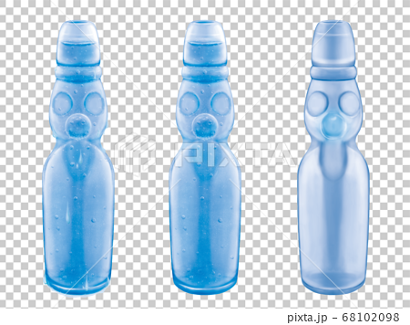炭酸シュワシュワなラムネ1 水滴付き シンプル 空き瓶セット 印刷しても綺麗のイラスト素材