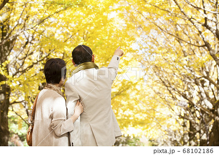 散歩するシニア夫婦 68102186