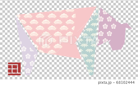 Origami year of the dog symbol New Year's card material Origami year of the dog symbol New Year's card material 68102444