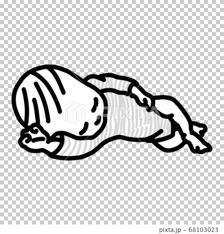 横向きに寝ている赤ちゃんのモノクロイラストのイラスト素材 横向きに寝ている赤ちゃんのモノクロイラストのイラスト素材