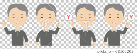 Grandpa money set with guts pose with a smile 68103202