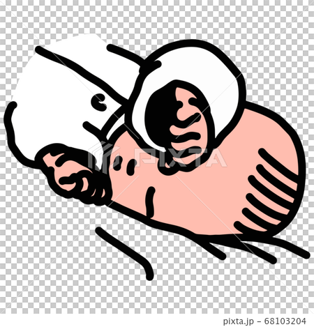 新生兒在不尋常的睡眠中睡覺的插圖 68103204