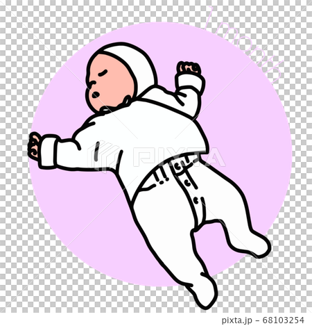 1month-Illustration of a baby lying on his back 68103254