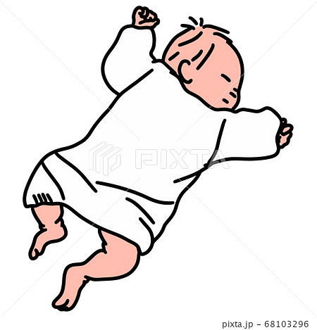 寝ている赤ちゃんのイラストのイラスト素材