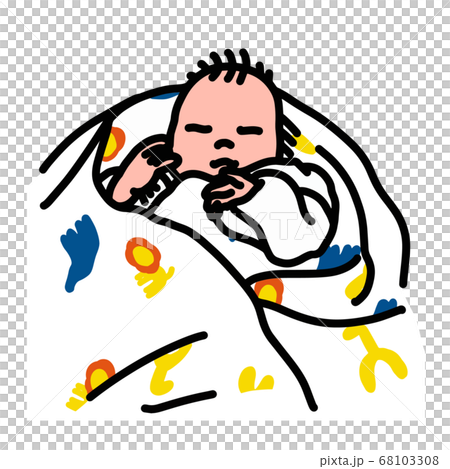 嬰兒睡著圖案的sw和a的插圖 68103308