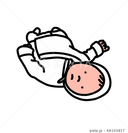 仰向けに寝転がってこっちをみている赤ちゃんのイラストのイラスト素材