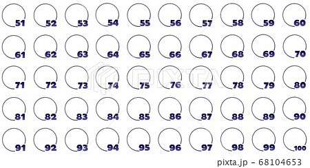 数字 イラスト 右下 青51 100のイラスト素材