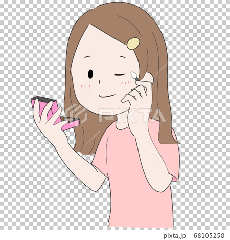 アイシャドウをチップで塗る女性 アイシャドウをチップで塗る女性 68105258