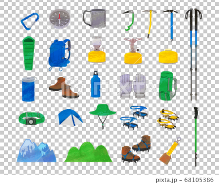 Mountaineering goods illustration material / analog style Mountaineering goods illustration material / analog style 68105386