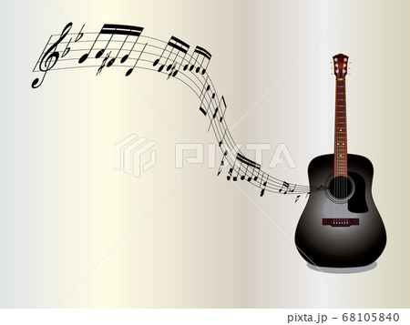 Illustration of guitar, sheet music and notes... - Stock Illustration  [68105840] - PIXTA