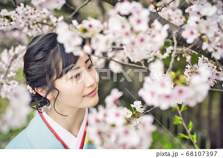 着物の女性 京都 桜 着物の女性 京都 桜 68107397