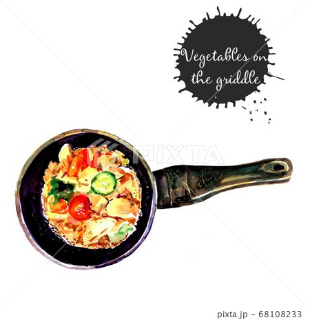 Watercolor vegetables on the griddle 68108233