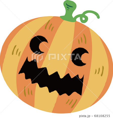 ハロウィン かぼちゃ おばけ 顔 手描きタッチ イラスト素材のイラスト素材