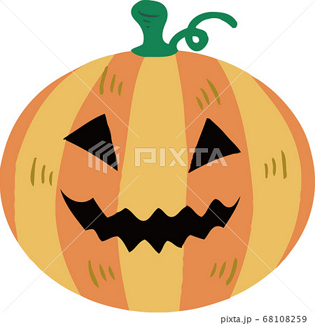 ハロウィン かぼちゃ おばけ 顔 手描きタッチ イラスト素材のイラスト素材